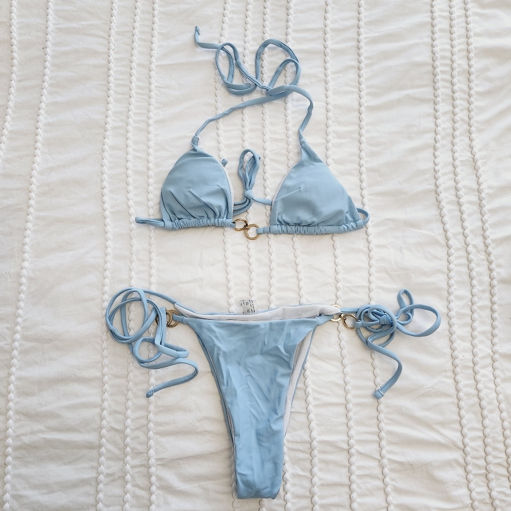 Light Blue Triangle Bikini Set